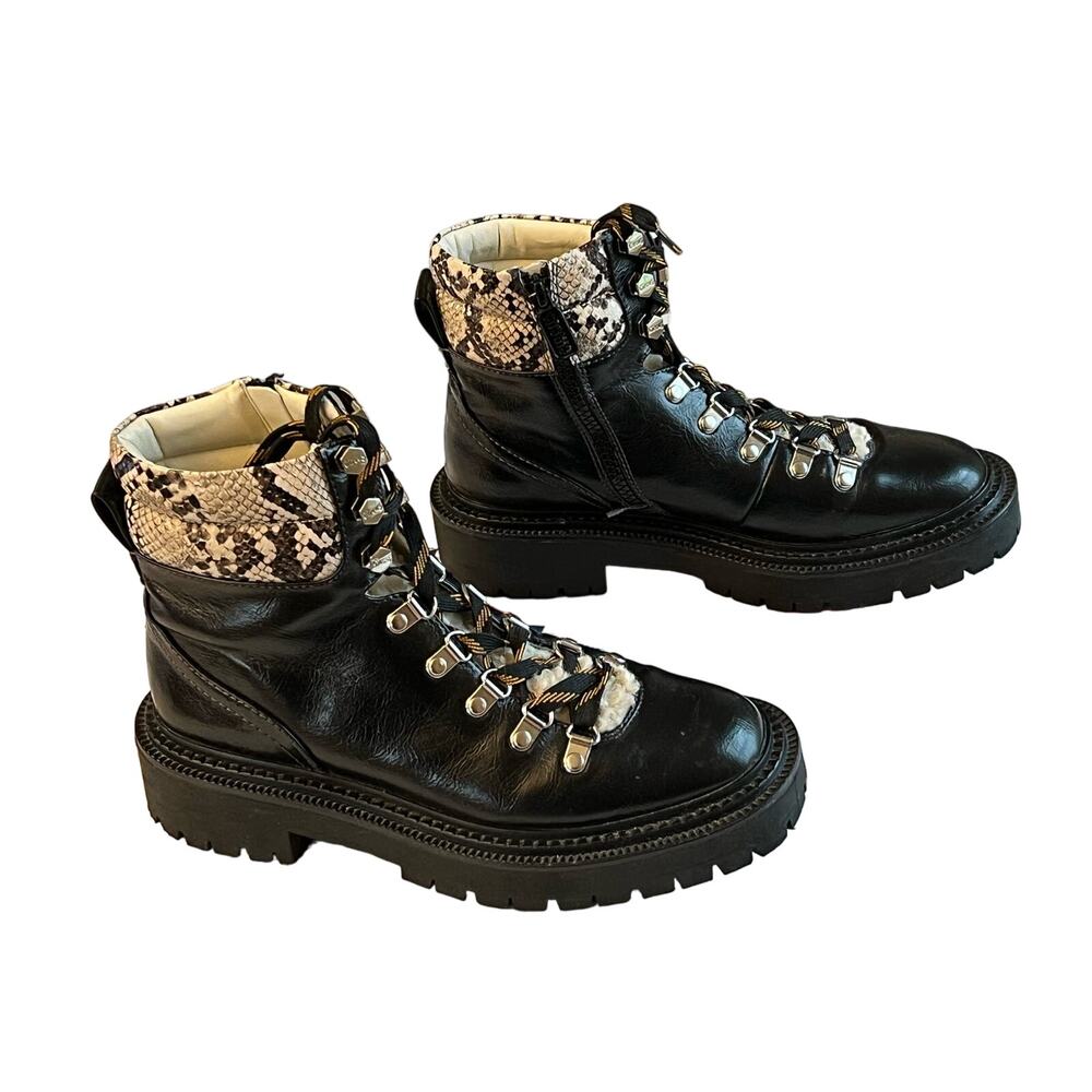 Circus by Sam Edelman Flora Boots | Size 8 | Black Snake Print Lace-Up Booties